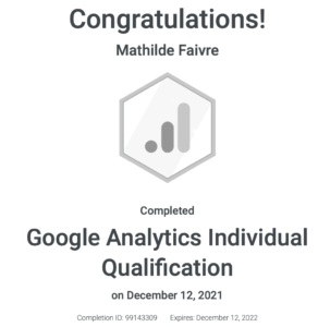 Certificat Google Analytics